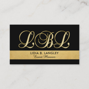 Custom Elegant Mit Monogramm Gold Black Initial Visitenkarte