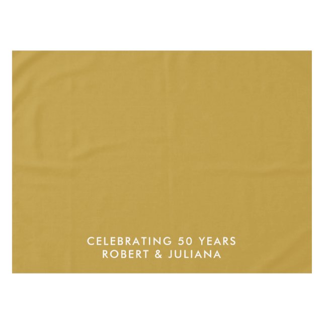 Custom Elegant Modern Gold 50th Anniversary Party Tischdecke (Vorderseite (Horizontal))