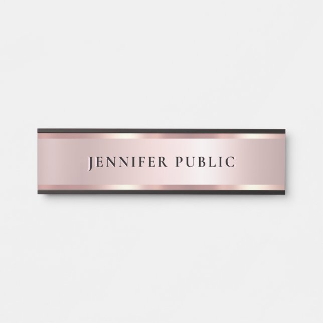 Custom Elegant Modern Template Luxe Rose Gold Türschild (Vorderseite )