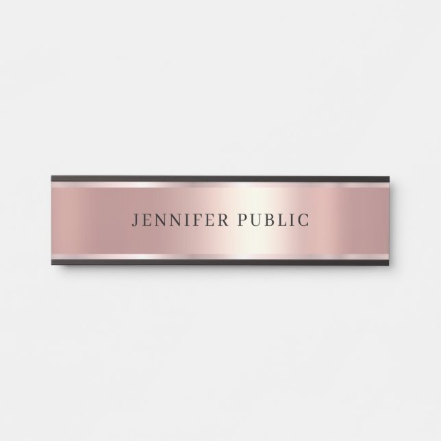 Custom Elegant Modern Template Luxury Rose Gold Türschild (Vorderseite )
