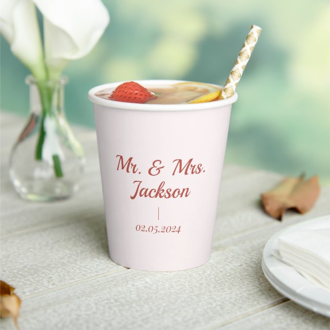 Custom Elegant Mr. & Mrs. Couple Name Monogram Pappbecher (In Situ)