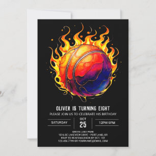 Custom Elegant Orange Basketball Geburtstag Einladung