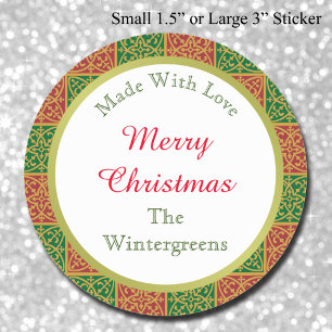 Custom Elegant Rot und Grün Backgeschenk Runder Aufkleber