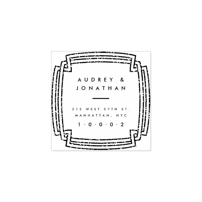 Custom Elegant Square Frame Wedding Rücksendeadres Gummistempel (Prägung)