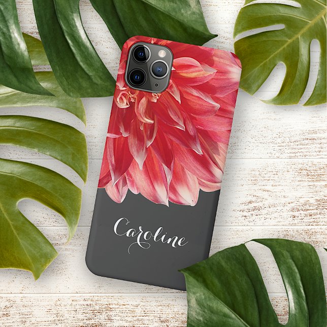 Custom Elegant Summery Coral Red Dahlia Blume iPhone Hülle (Von Creator hochgeladen)