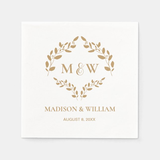 Custom Elegant Wappen Wedding Monogram Serviette (Vorderseite)