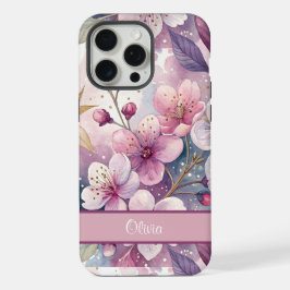 Custom Elegant Watercolor Cherry Blossom Sakura iPhone 15 Pro Max Hülle