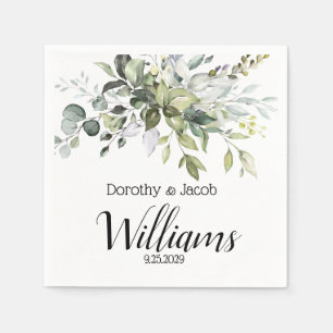 Custom Elegant Watercolor Eukalyptus Greenery Napk Serviette