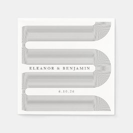 Custom Elegant White Arch Lines Trendy Wedding Serviette