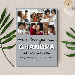 Custom Elegant Wir Liebe Sie GRANDPA Foto Collage Feiertagskarte