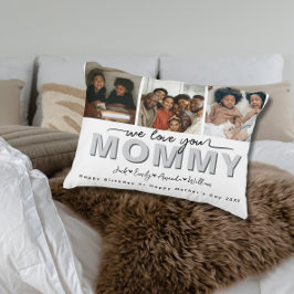 Custom Elegant Wir Liebe Sie Mommy Foto Collage Dekokissen