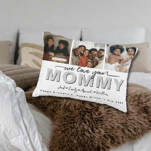 Custom Elegant Wir Liebe Sie Mommy Foto Collage Dekokissen