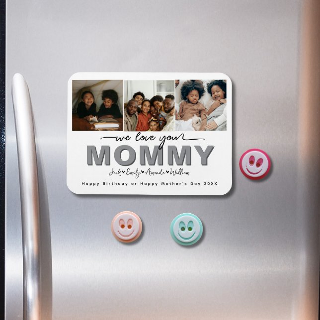 Custom Elegant Wir Liebe Sie Mommy Foto Collage Magnet (Von Creator hochgeladen)