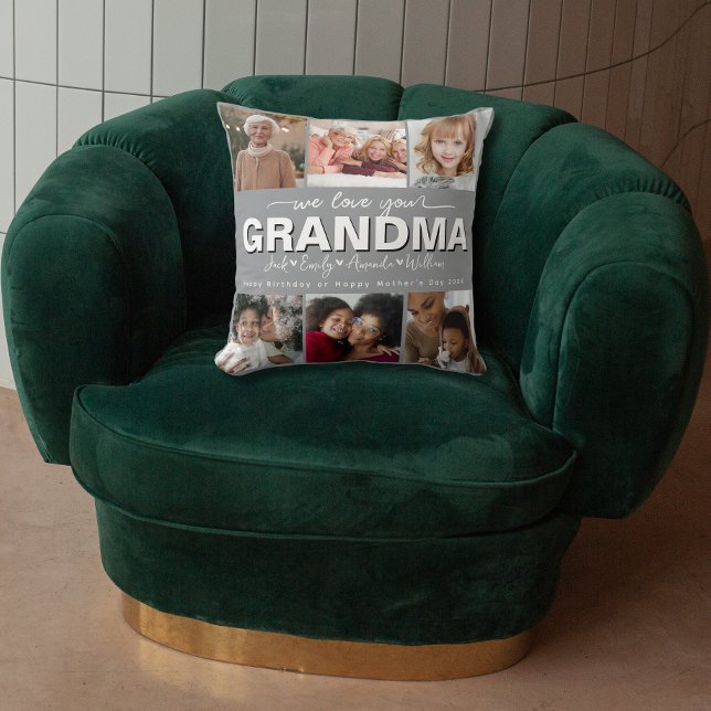 Custom Elegant Wir Liebe Sie Oma Foto Collage Kissen (Von Creator hochgeladen)