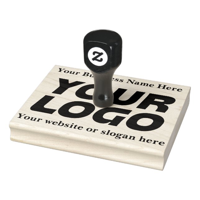 Custom Elegant XXL Large Business Logo and Text Gummistempel (Stempel)