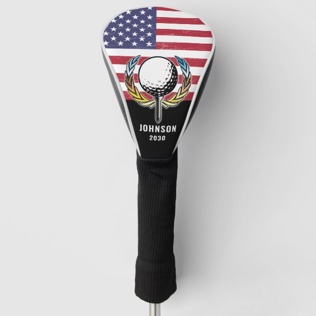 Custom Elegante American Flag Golf Design Golf Hea Golf Headcover (Vorderseite)