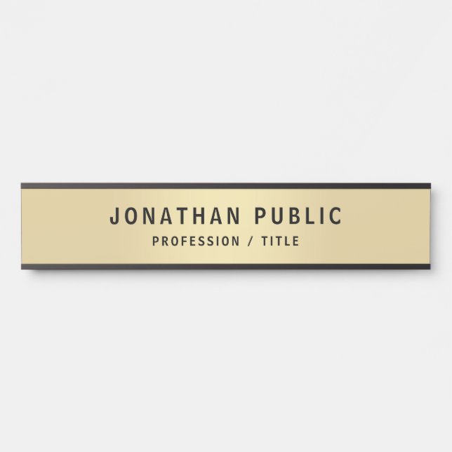 Custom Elegante Black & Gold Office School Long Türschild (Vorderseite )