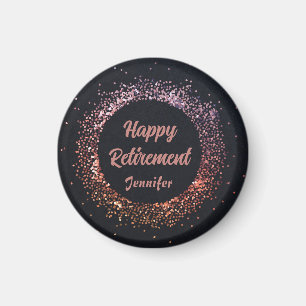 Custom Elegante Black Rose Gold Happy Retirement Magnet