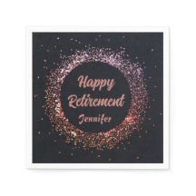 Custom Elegante Black Rose Gold Happy Retirement