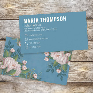 Custom Elegante Chic Simple Pink Blue Floral Visitenkarte