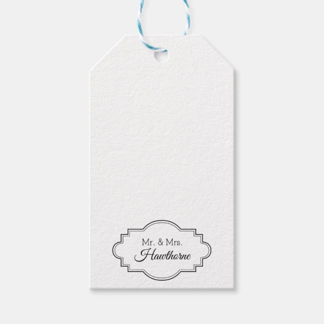 Custom elegante Couple Mr. / Mrs. Wedding Initials Geschenkanhänger (Vorderseite)