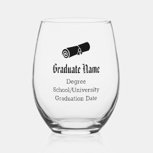 Custom Elegante Einfaches Abschluss Diploma Schwar Weinglas Ohne Stiel