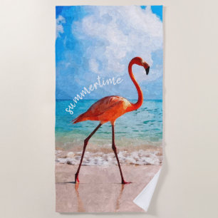 Custom Elegante Flamingo Highlights Strandtuch