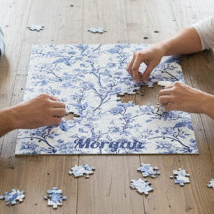 Custom Elegante French Vintag Blue Floral Geschenk Puzzle