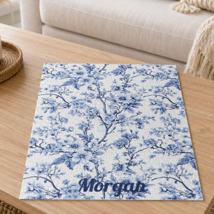 Custom Elegante French Vintag Blue Floral Geschenk Puzzle