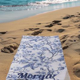 Custom Elegante French Vintag Blue Floral Geschenk Strandtuch