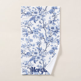 Custom Elegante French Vintag Blue Floral Sports Handtuch