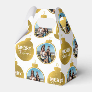Custom Elegante Gold Foto Ornamente Weihnachten Geschenkschachtel