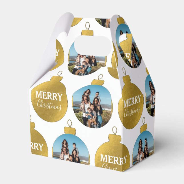 Custom Elegante Gold Foto Ornamente Weihnachten Geschenkschachtel (Vorderseite)