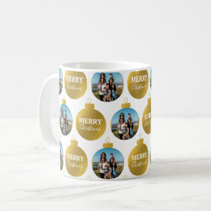 Custom Elegante Gold Foto Ornamente Weihnachten Kaffeetasse