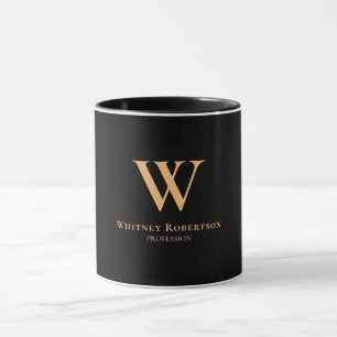 Custom Elegante Golden Monogram and Profession Tasse