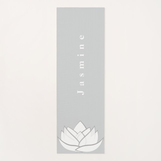 Custom Elegante Gray Lotus Blume Yogamatte (Vorderseite)