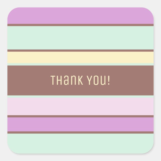 Custom Elegante helle Pastellstreifen Vielen Dank Quadratischer Aufkleber (Vorderseite)