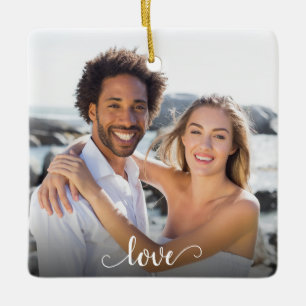 Custom Elegante Liebe 2 Seitenschrift Weihnachten Keramikornament