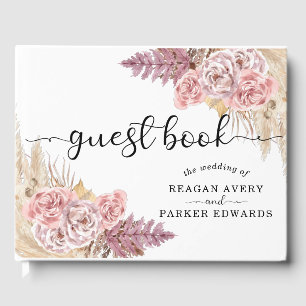 Custom Elegante Pampas Grass Floral Hochzeit Gästebuch