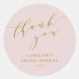 Custom Elegante Pink Script Vielen Dank Brautparty Runder Aufkleber