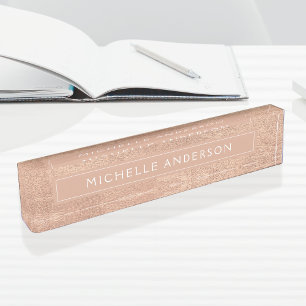 Custom Elegante Rosa Rosa Rose Gold Foil Namensplakette