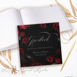 Custom Elegante Rot-Schwarz-Flora-Hochzeit Gästebuch