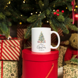 Custom Elegante Watercolor Weihnachtsbaum Kaffeetasse