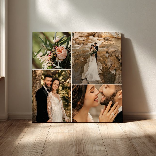 Custom Elegante Wedding Family Foto Collage Leinwanddruck (Von Creator hochgeladen)