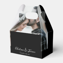Custom Elegantes Calligrafy Foto Wedding Black Geschenkschachtel