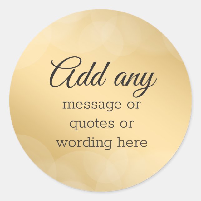 CUSTOM Elegantes Gold mit Bokeh Runder Aufkleber (Vorderseite)