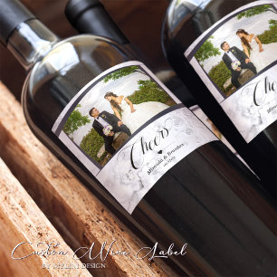 Custom Elegantes romantisches Foto Hochzeit Weinetikett
