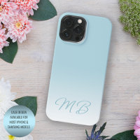 Custom Eleganto Light Aqua Ocean Blue Monogram