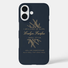 Custom Eleganto Moderne Botanische Hexenzitat Navy iPhone 16 Hülle