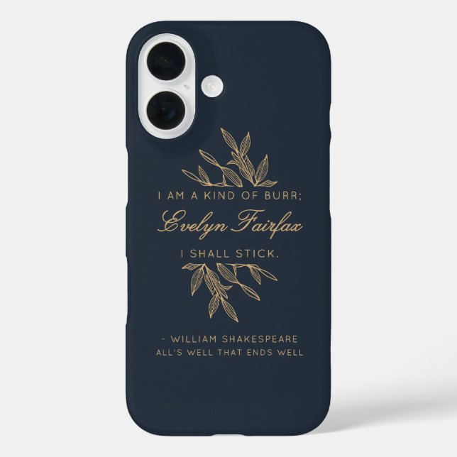 Custom Eleganto Moderne Botanische Hexenzitat Navy Case-Mate iPhone Hülle (Rückseite)